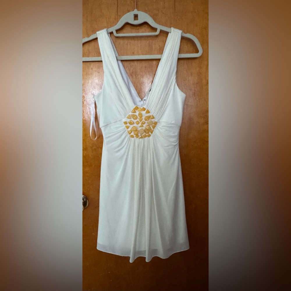 BCBGMaxAzria Cream Pleated Dress